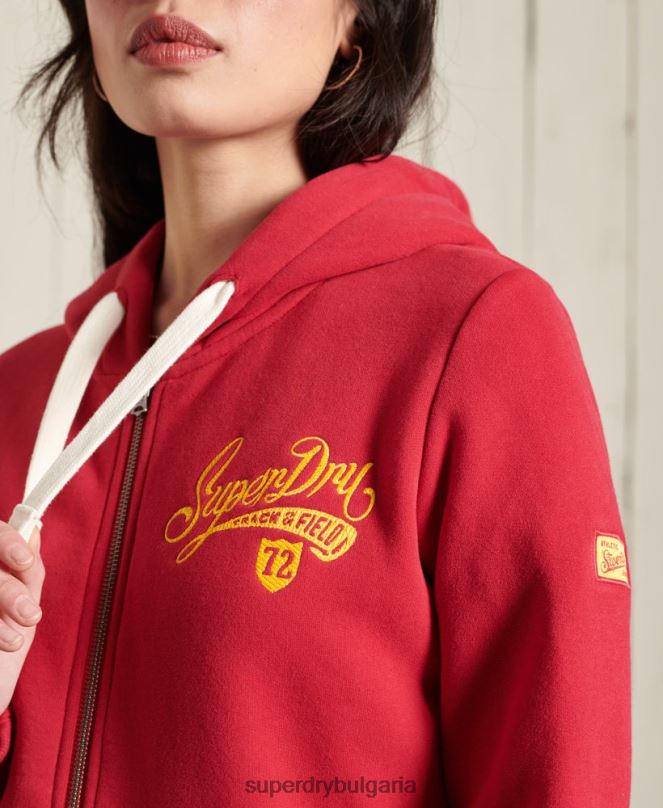 Superdry облекло N00H6177 червен Жени колегиална качулка с цип