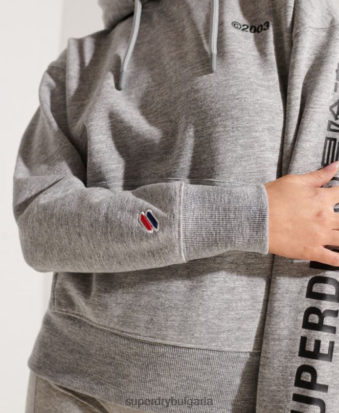 Superdry облекло N00H6179 светло сив Жени качулка с корпоративно лого