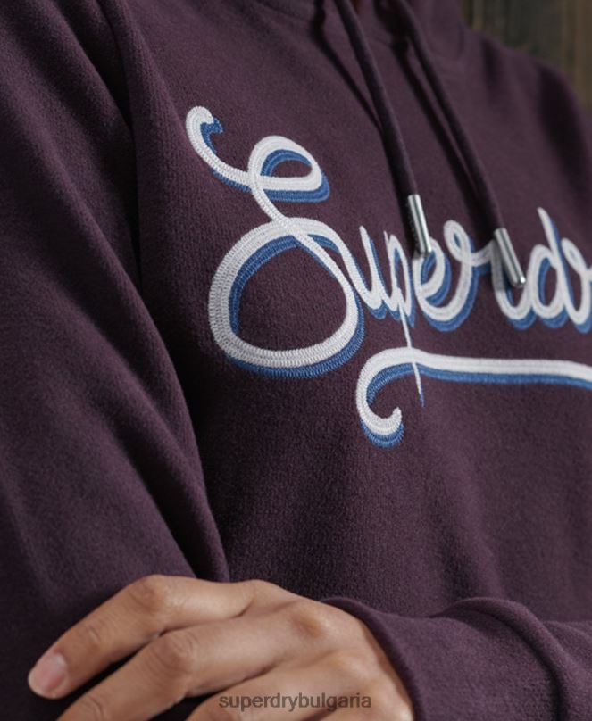 Superdry облекло N00H6180 лилаво Жени супер мека качулка с ребра
