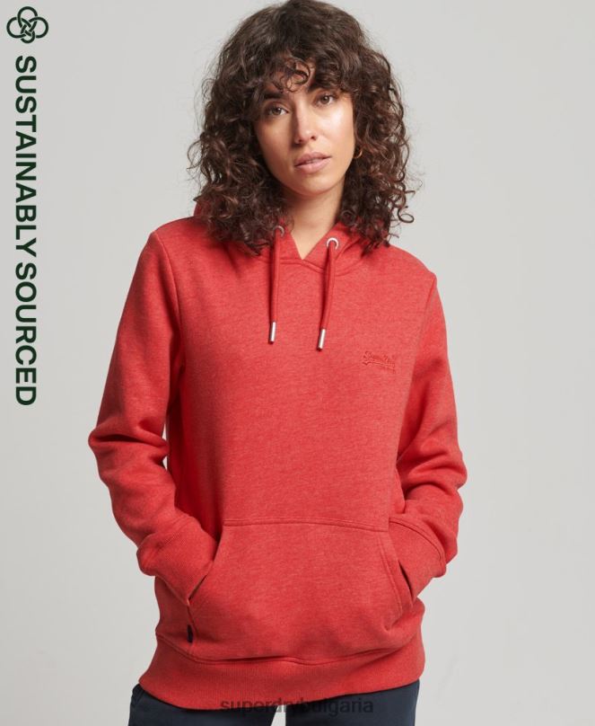 Superdry облекло N00H6679 червен Жени качулка с ретро лого от органичен памук