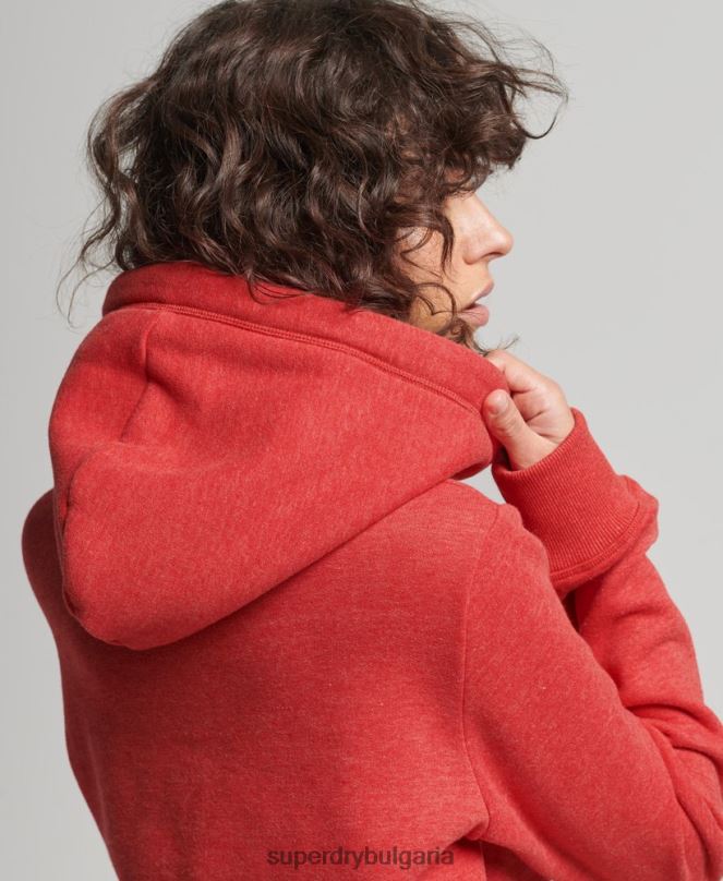 Superdry облекло N00H6679 червен Жени качулка с ретро лого от органичен памук