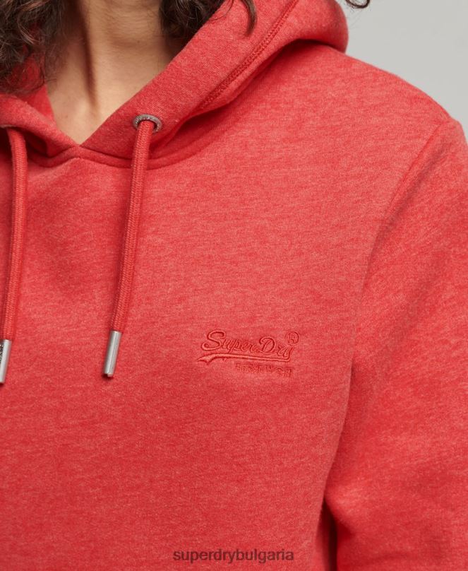 Superdry облекло N00H6679 червен Жени качулка с ретро лого от органичен памук