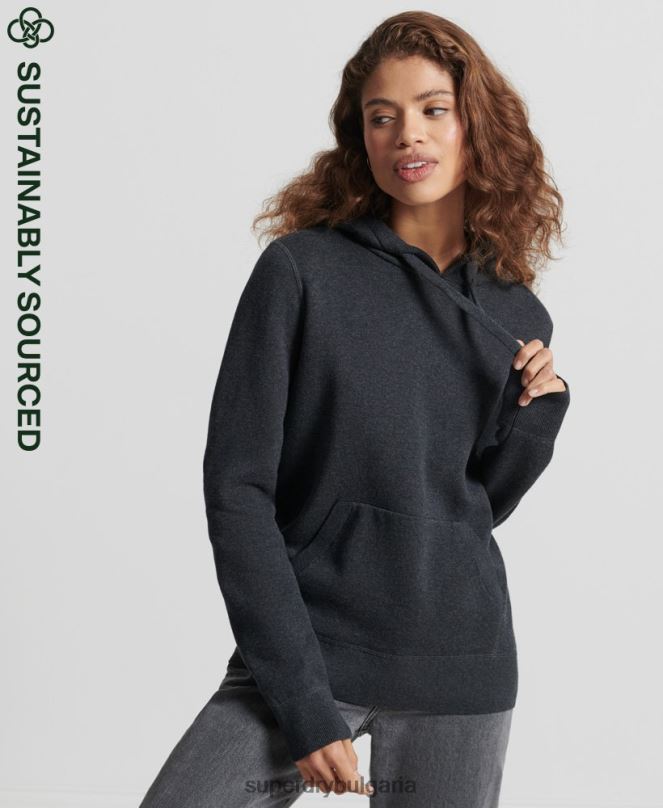 Superdry облекло N00H6686 черен Жени суичър с качулка от органичен памук
