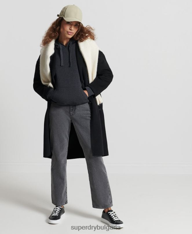Superdry облекло N00H6686 черен Жени суичър с качулка от органичен памук