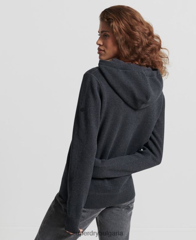 Superdry облекло N00H6686 черен Жени суичър с качулка от органичен памук