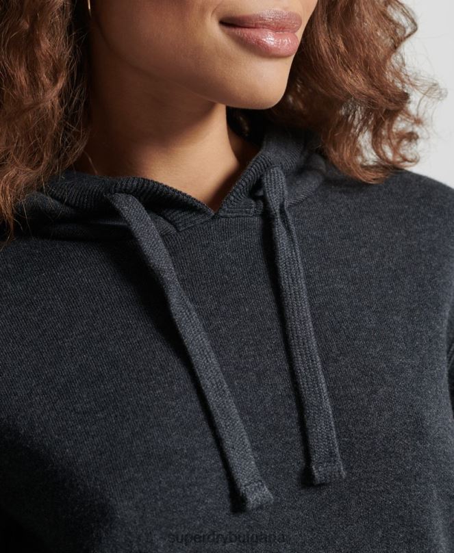 Superdry облекло N00H6686 черен Жени суичър с качулка от органичен памук