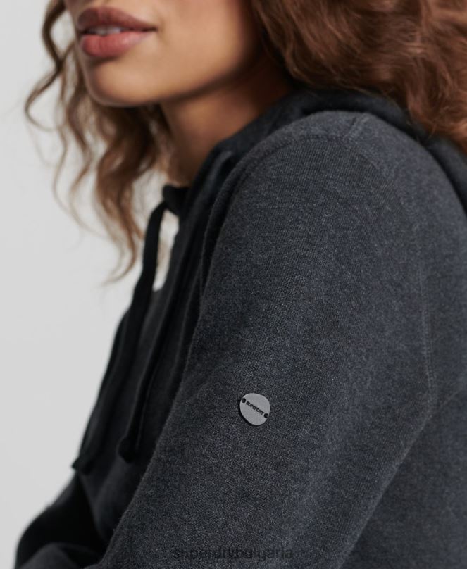 Superdry облекло N00H6686 черен Жени суичър с качулка от органичен памук