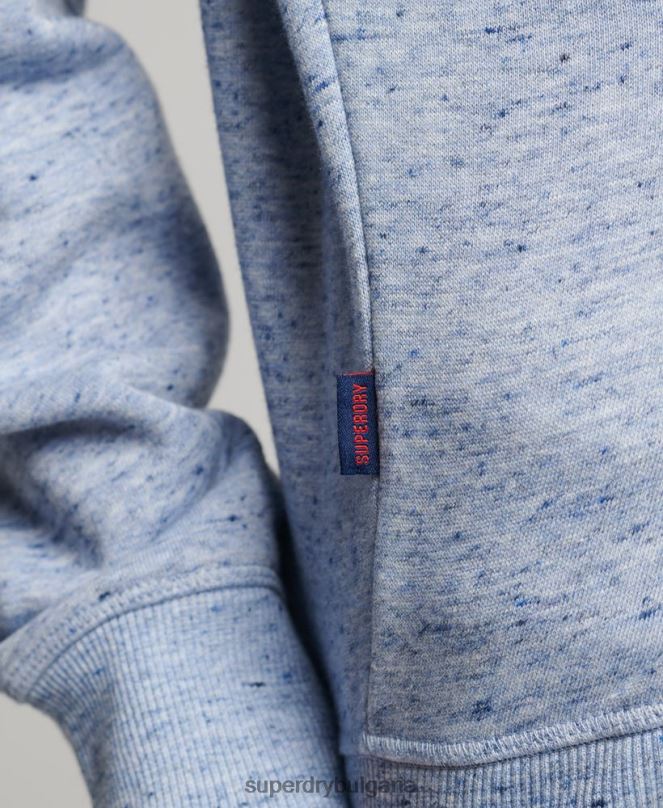Superdry облекло N00H6711 светло синьо Жени органичен памук ретро лого henley суичър
