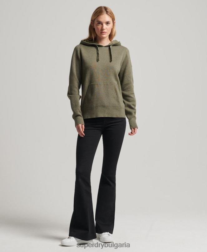 Superdry облекло N00H6757 зелено Жени суичър с качулка от органичен памук