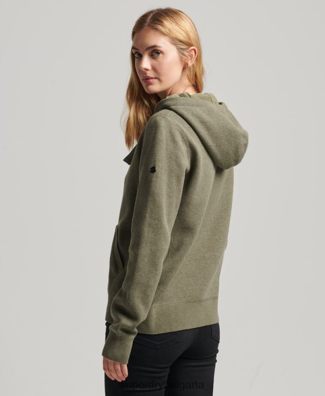 Superdry облекло N00H6757 зелено Жени суичър с качулка от органичен памук