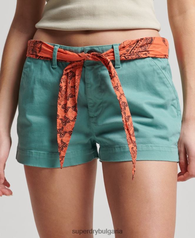 Superdry облекло N00H2053 зелено Жени чино горещи шорти