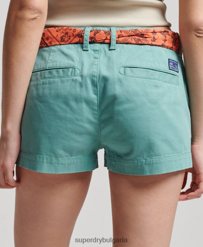 Superdry облекло N00H2053 зелено Жени чино горещи шорти