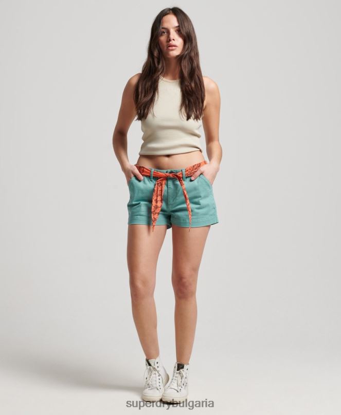 Superdry облекло N00H2053 зелено Жени чино горещи шорти