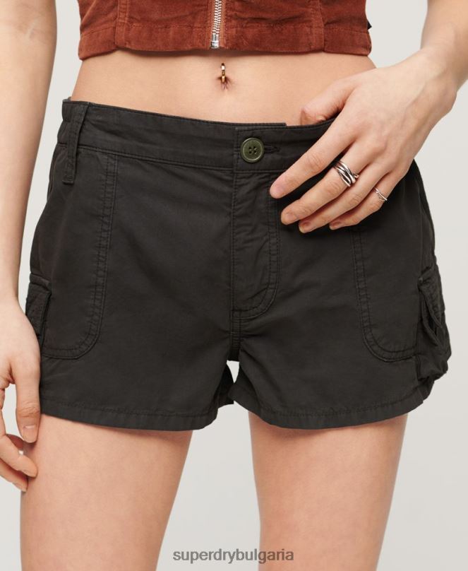 Superdry облекло N00H2054 тъмно сив Жени товарни къси панталони
