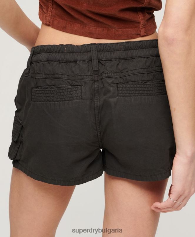Superdry облекло N00H2054 тъмно сив Жени товарни къси панталони
