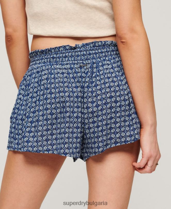 Superdry облекло N00H2056 син Жени пушени плажни шорти