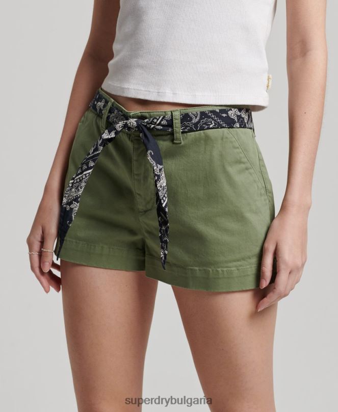 Superdry облекло N00H2072 каки Жени чино горещи шорти