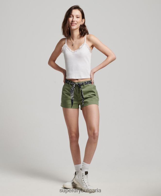 Superdry облекло N00H2072 каки Жени чино горещи шорти