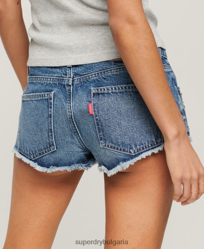 Superdry облекло N00H2090 син Жени украсени с диаманти дънкови шорти