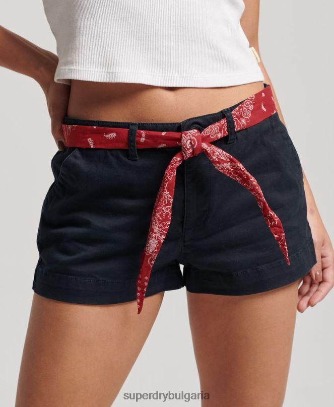 Superdry облекло N00H2093 военноморски флот Жени чино горещи шорти