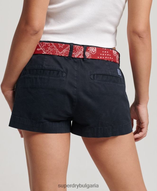 Superdry облекло N00H2093 военноморски флот Жени чино горещи шорти