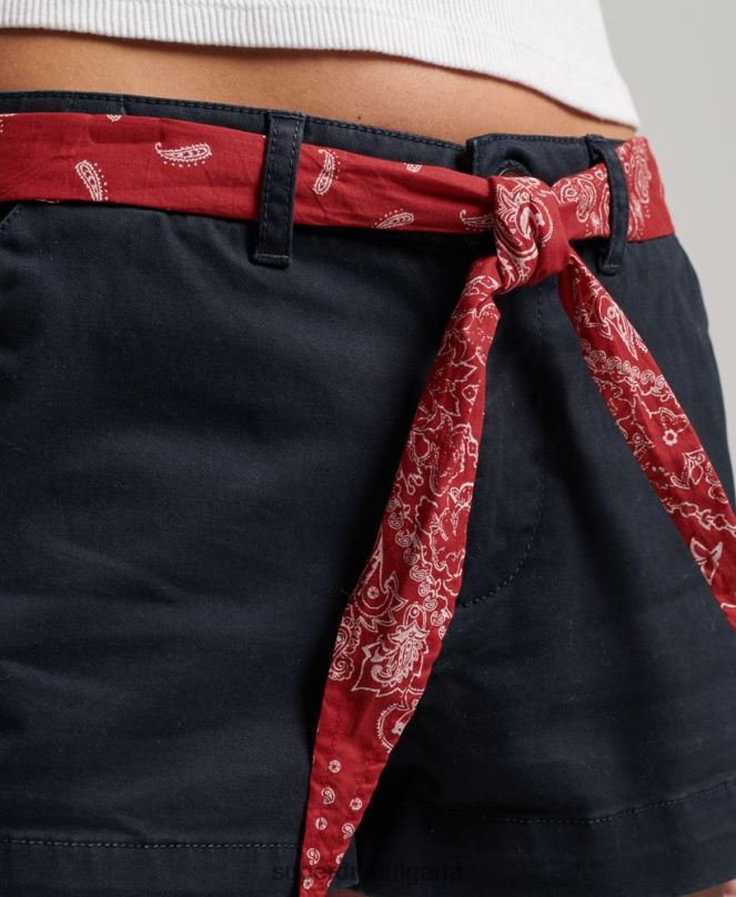 Superdry облекло N00H2093 военноморски флот Жени чино горещи шорти