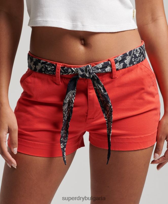 Superdry облекло N00H2104 червен Жени чино горещи шорти