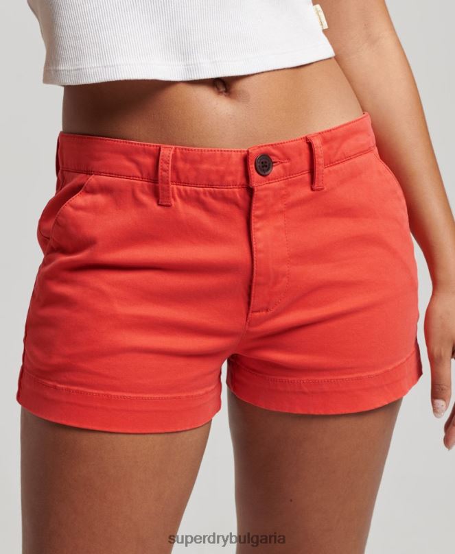 Superdry облекло N00H2104 червен Жени чино горещи шорти