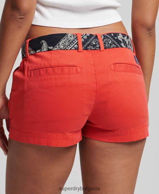 Superdry облекло N00H2104 червен Жени чино горещи шорти