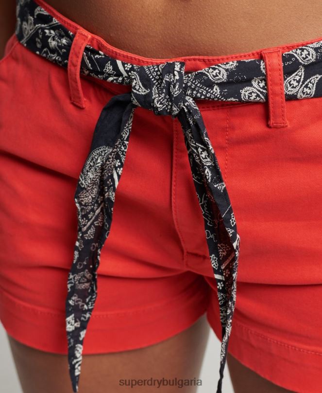 Superdry облекло N00H2104 червен Жени чино горещи шорти