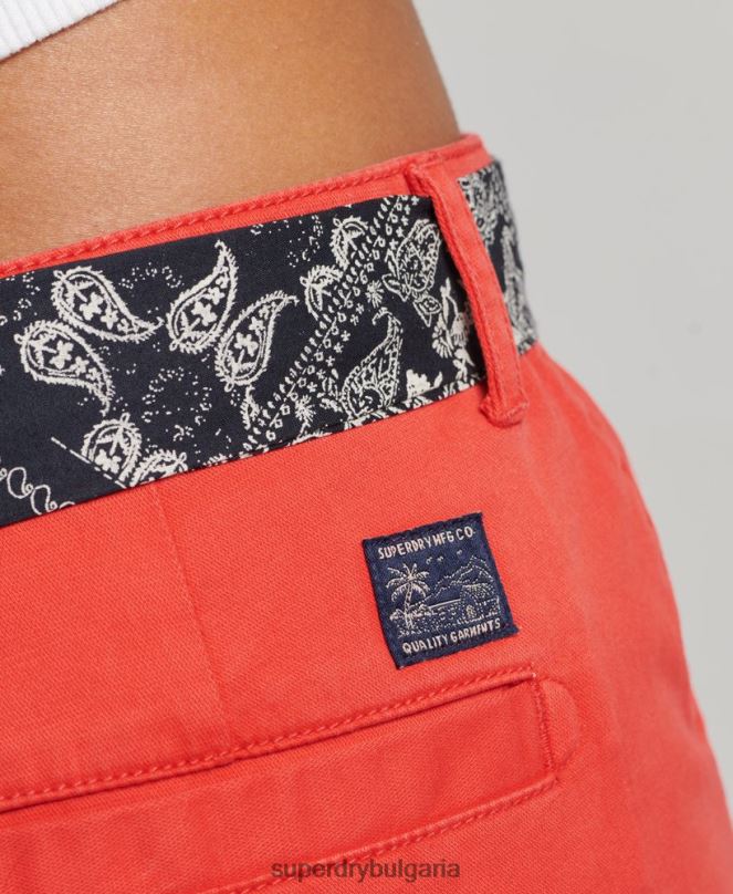 Superdry облекло N00H2104 червен Жени чино горещи шорти