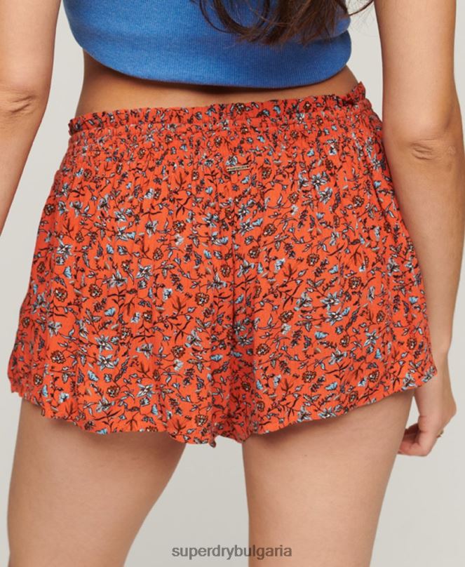 Superdry облекло N00H2112 оранжево Жени пушени плажни шорти