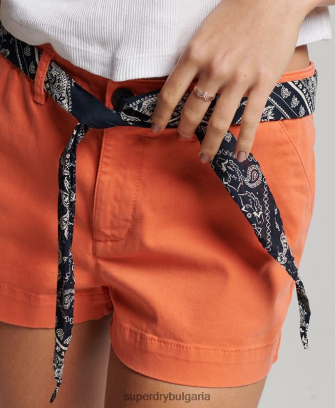 Superdry облекло N00H2135 корал Жени чино горещи шорти