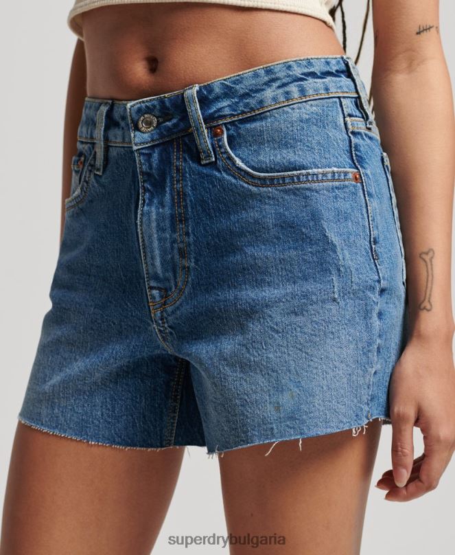 Superdry облекло N00H2146 син Жени тесни шорти със средна височина