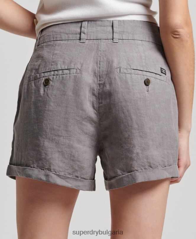 Superdry облекло N00H2156 сиво Жени пребоядисани ленени шорти