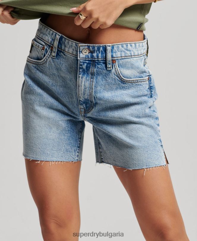 Superdry облекло N00H2161 светло синьо Жени средна височина, отрязана късо