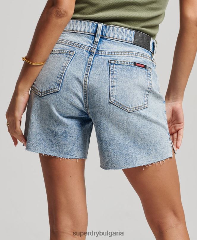 Superdry облекло N00H2161 светло синьо Жени средна височина, отрязана късо