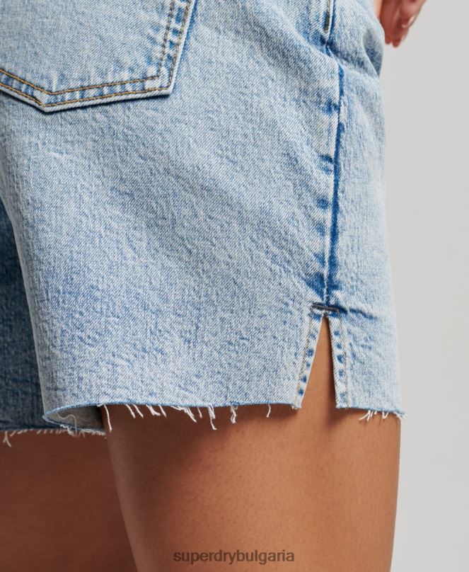 Superdry облекло N00H2161 светло синьо Жени средна височина, отрязана късо