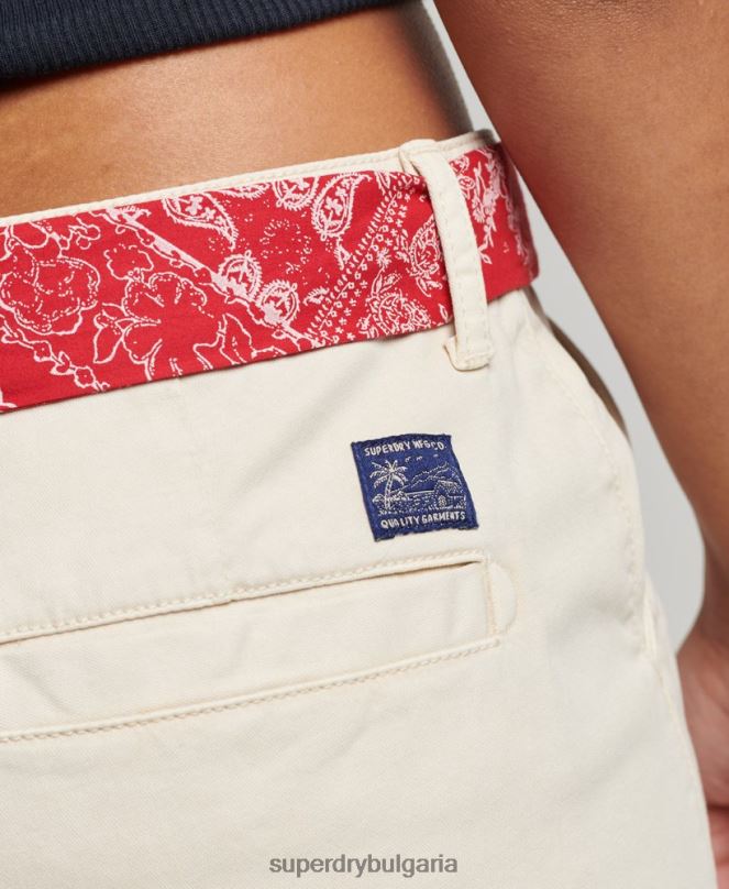 Superdry облекло N00H2177 сметана Жени чино горещи шорти