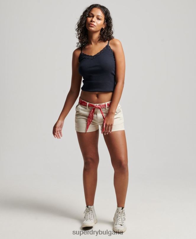 Superdry облекло N00H2177 сметана Жени чино горещи шорти