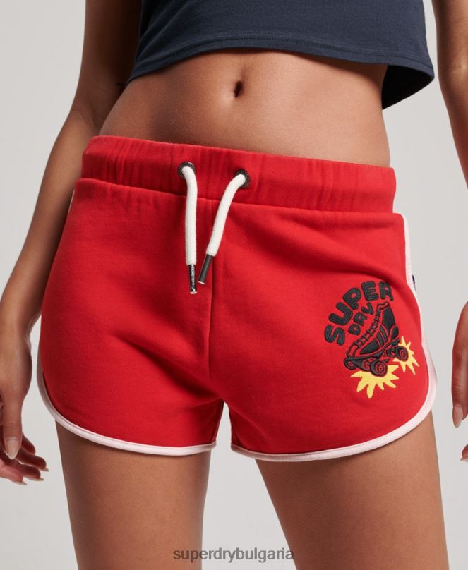 Superdry облекло N00H2180 червен Жени винтидж ролка с шорти от трико