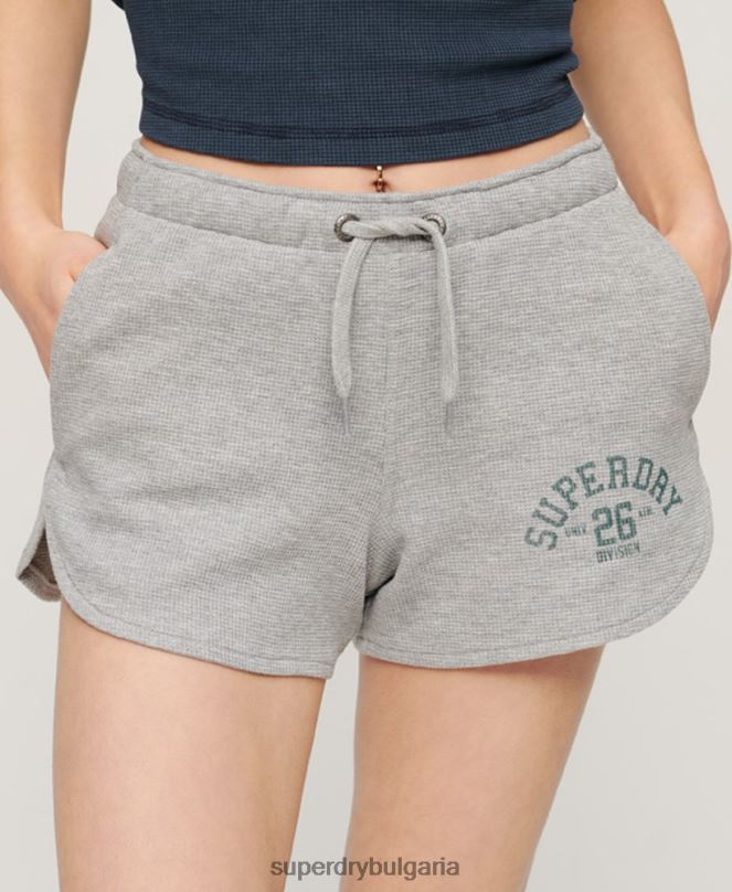 Superdry облекло N00H2183 сиво Жени атлетични есенциални вафлени шорти