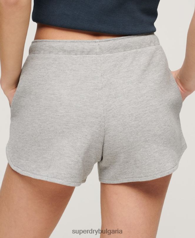 Superdry облекло N00H2183 сиво Жени атлетични есенциални вафлени шорти