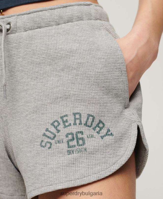 Superdry облекло N00H2183 сиво Жени атлетични есенциални вафлени шорти