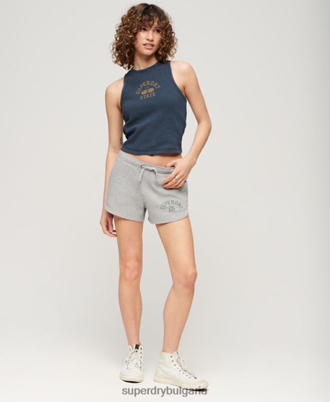 Superdry облекло N00H2183 сиво Жени атлетични есенциални вафлени шорти