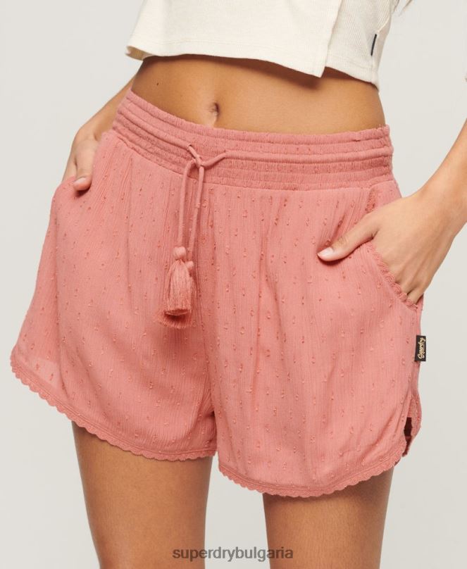 Superdry облекло N00H3094 розово Жени ретро плажни шорти