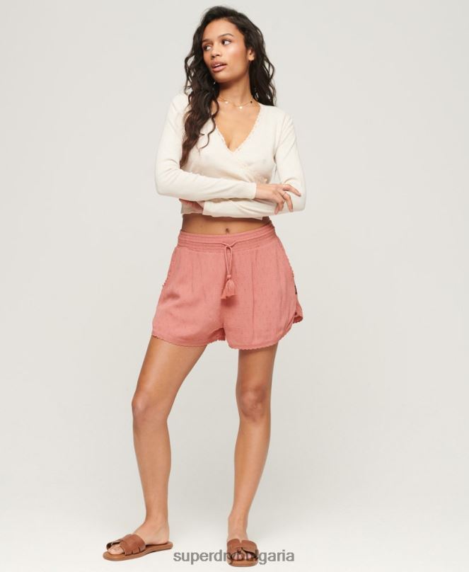 Superdry облекло N00H3094 розово Жени ретро плажни шорти