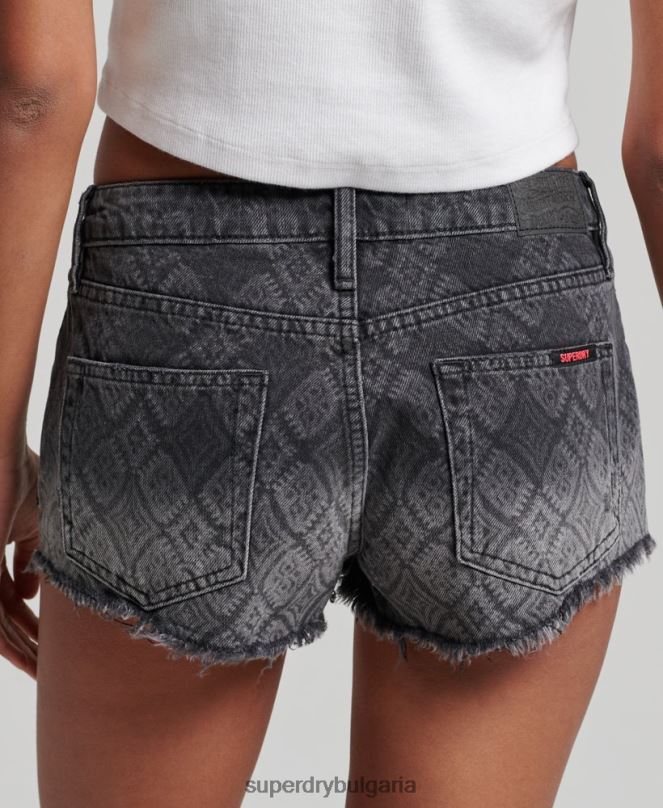 Superdry облекло N00H3096 черен Жени горещи дънкови шорти