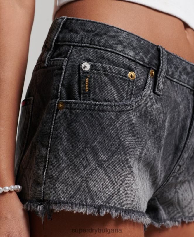 Superdry облекло N00H3096 черен Жени горещи дънкови шорти