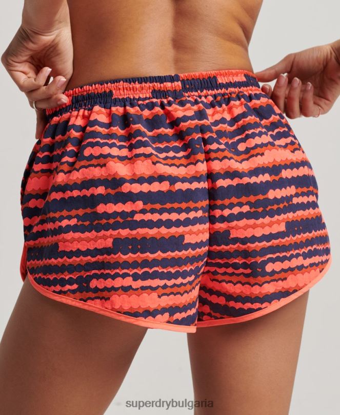 Superdry облекло N00H3099 розово Жени плажни шорти с принт